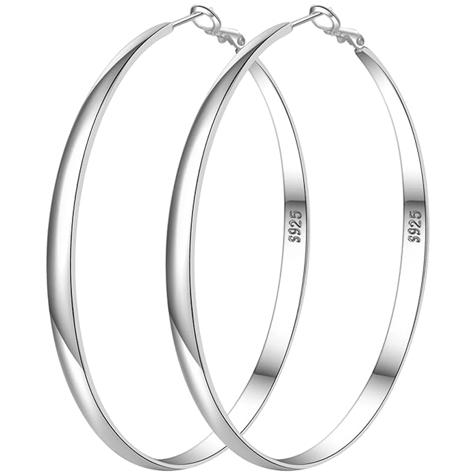 Sterling Silver Hoop Earrings for Women - Large Hypoallergenic Thin Oversize Big Hoops - S925 Hypoallergenic