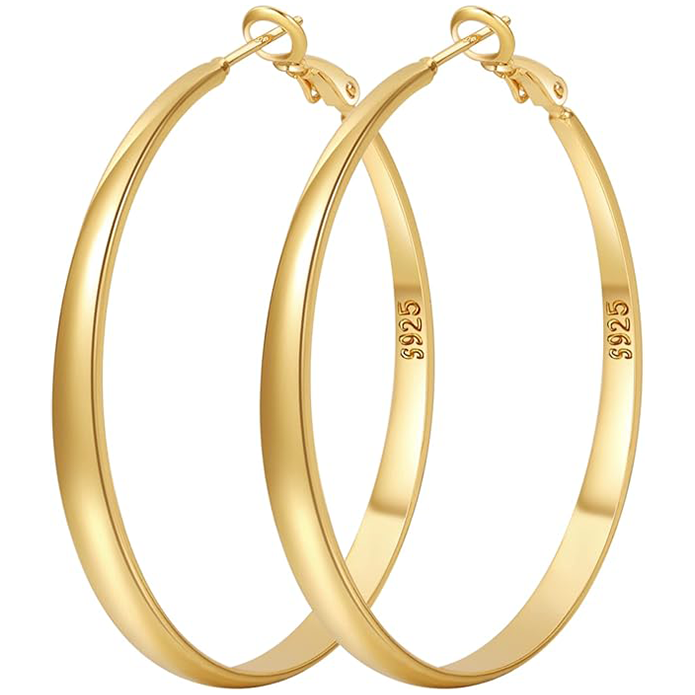 Sterling Silver Hoop Earrings for Women - Large Hypoallergenic Thin Oversize Big Hoops - S925 Hypoallergenic