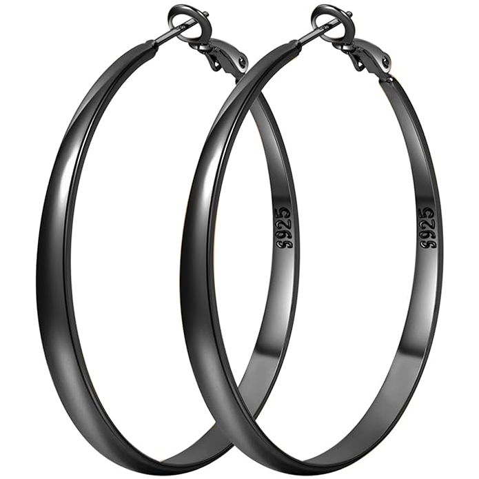 Sterling Silver Hoop Earrings for Women - Large Hypoallergenic Thin Oversize Big Hoops - S925 Hypoallergenic