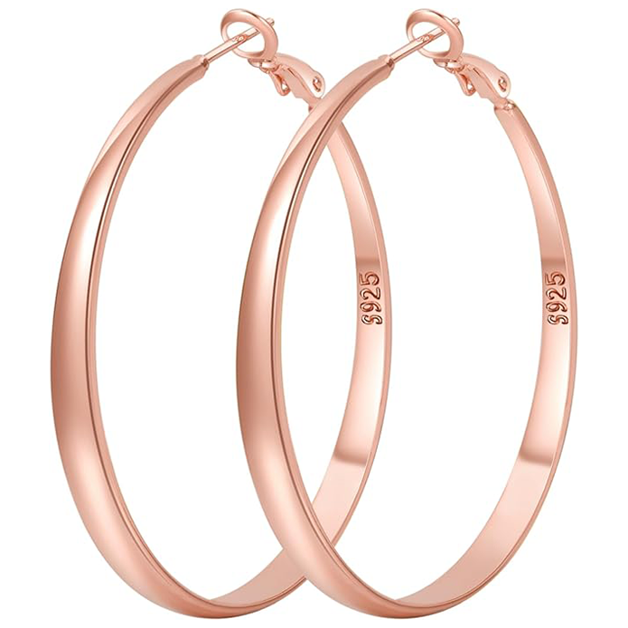 Sterling Silver Hoop Earrings for Women - Large Hypoallergenic Thin Oversize Big Hoops - S925 Hypoallergenic