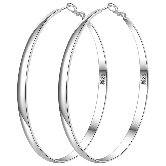 Sterling Silver Hoop Earrings for Women - Large Hypoallergenic Thin Oversize Big Hoops - S925 Hypoallergenic