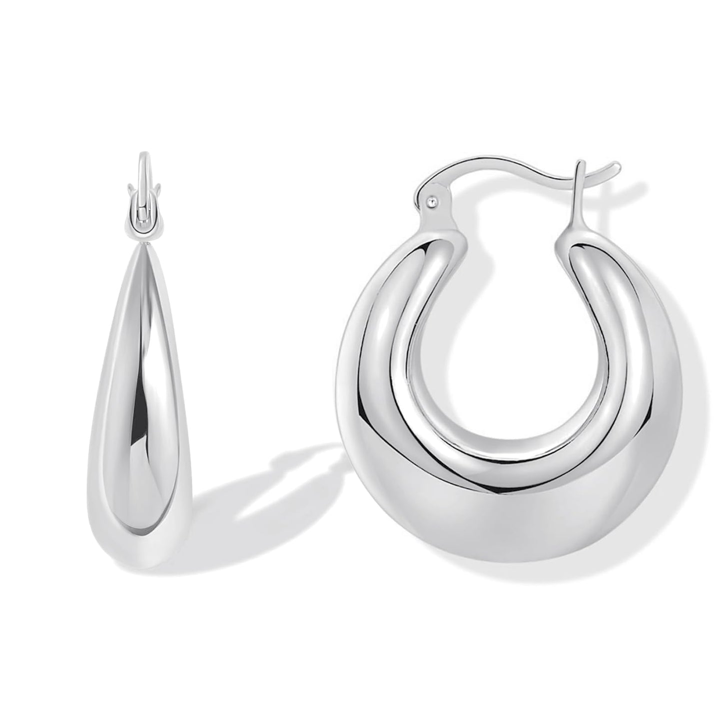 Silver-Tone Chunky Hoop Earrings