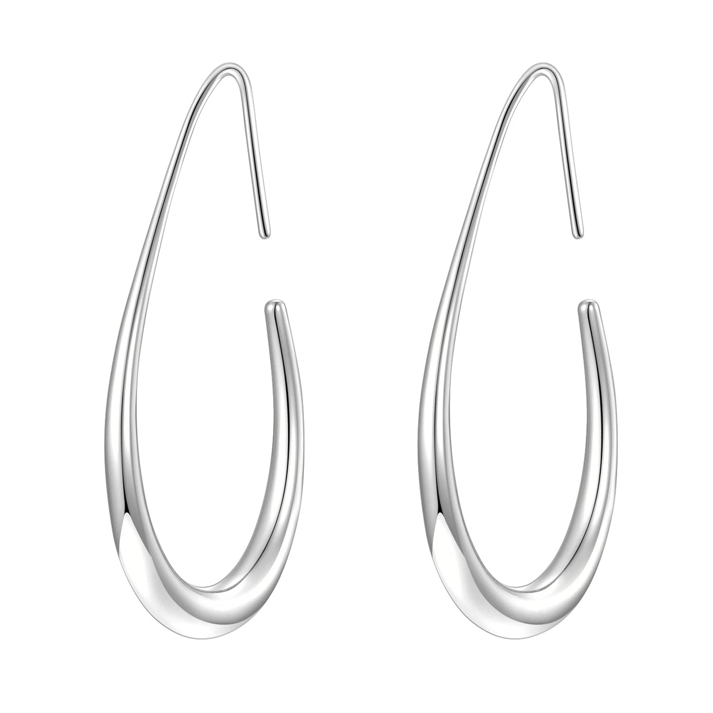 Gold-Tone White Teardrop Hoop Earrings