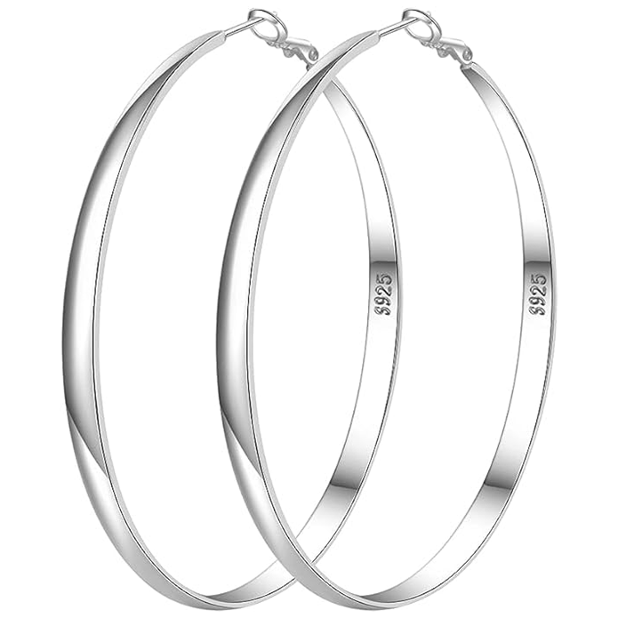Sterling Silver Hoop Earrings for Women - Large Hypoallergenic Thin Oversize Big Hoops - S925 Hypoallergenic