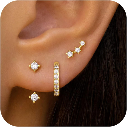3-Pair Gold-Tone Hoop Earrings Set