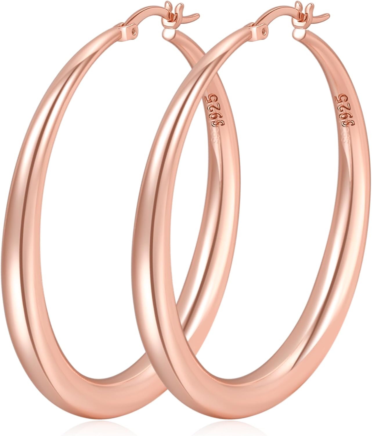 PABBEU S925 Sterling Silver Hoop Earrings Large Silver Hoop Earrings for Women Hypoallergenic Lightweight Big Thick Silver Hoop Earrings for Women Girls 35/40/50/60/70mm