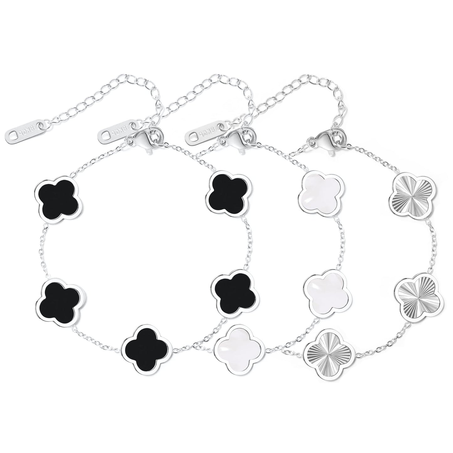 3-Piece 18K Gold Plated Clover Bracelet Set