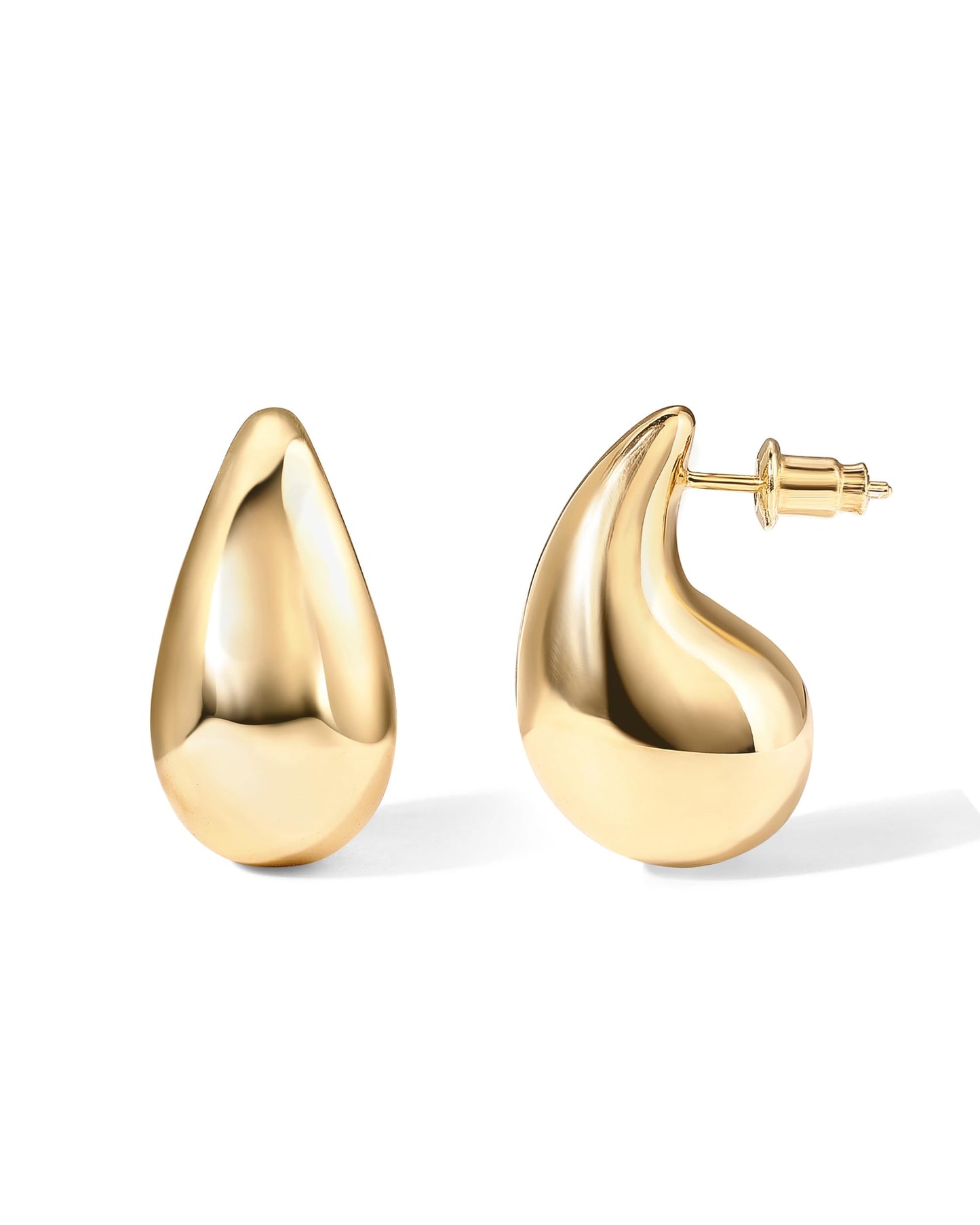 Gold-Tone Silver-Tone Teardrop Chunky Hoop Earrings