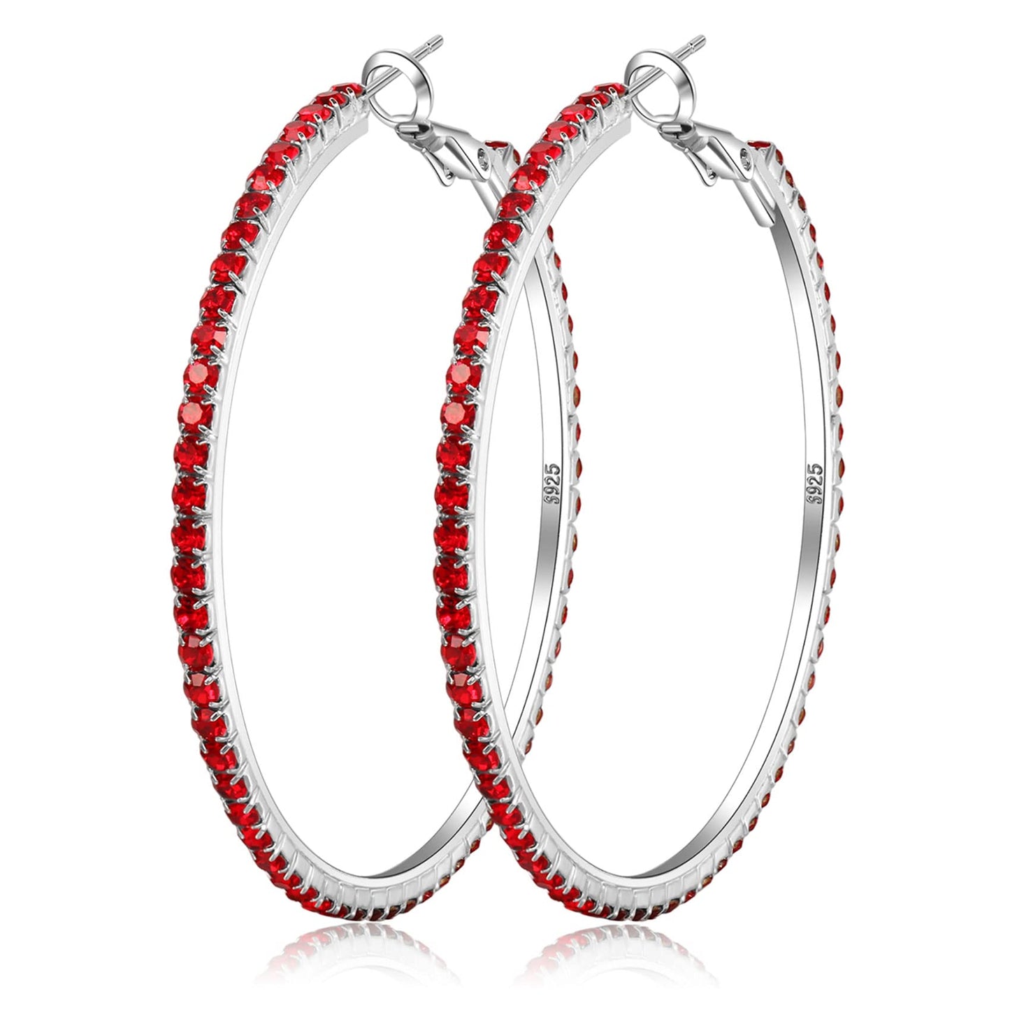 Silver-Tone Rhinestone Hoop Earrings