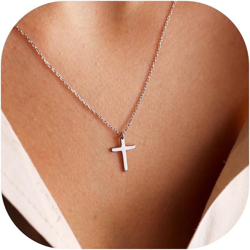 MONOZO Cross Necklace for Women,14K Gold Plated Cross Necklace Layered Gold Cross Necklace Tiny Sideway Cross Choker Necklace Gold Cross Necklaces for Women Trendy Gold Jewelry Gifts for Women Trendy