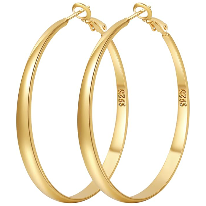 Sterling Silver Hoop Earrings for Women - Large Hypoallergenic Thin Oversize Big Hoops - S925 Hypoallergenic