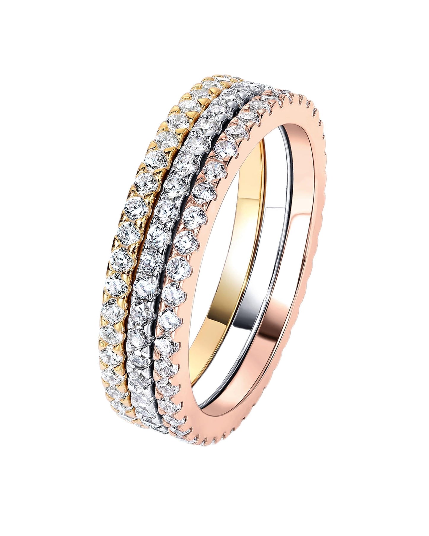 Gold-Tone Silver-Tone CZ Stackable Ring