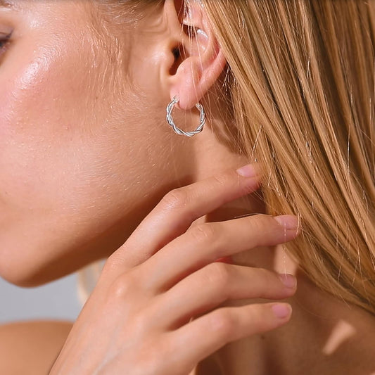 14K Gold Plated 925 Silver Hoop Earrings