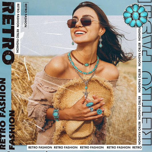 Turquoise Boho Jewelry Set