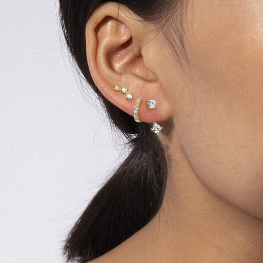 925 Silver Zirconia Stud Earrings Set