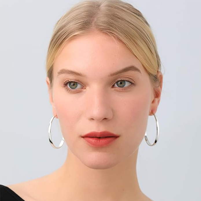 Sterling Silver Hoop Earrings for Women - Large Hypoallergenic Thin Oversize Big Hoops - S925 Hypoallergenic