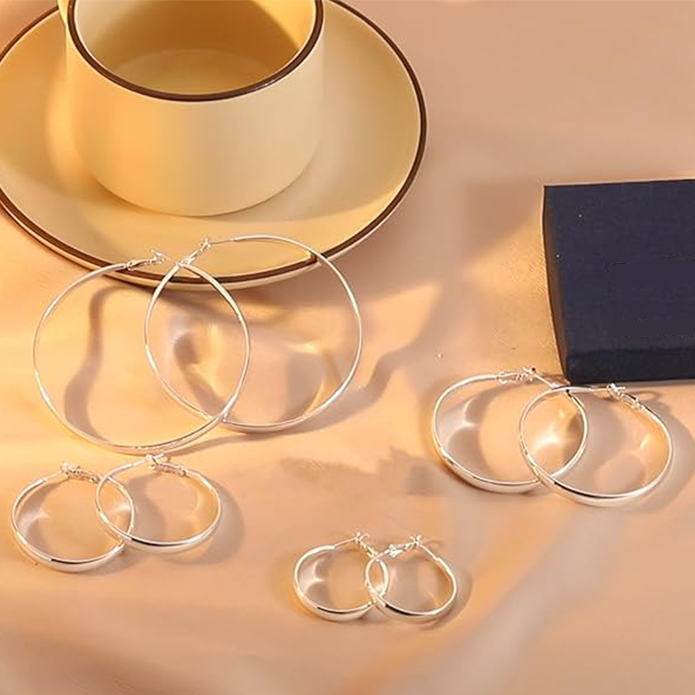 Sterling Silver Hoop Earrings for Women - Large Hypoallergenic Thin Oversize Big Hoops - S925 Hypoallergenic