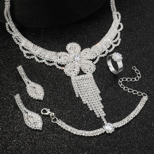 4-Piece Flower Gemstone Jewelry Set