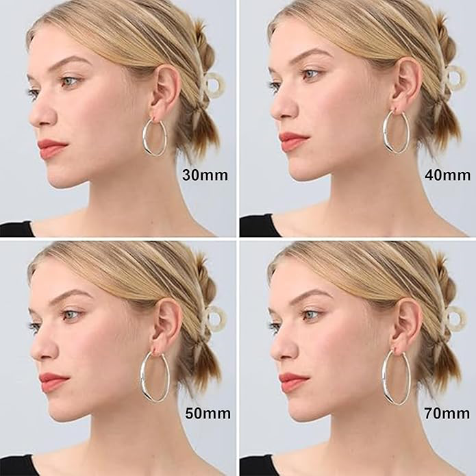 Sterling Silver Hoop Earrings for Women - Large Hypoallergenic Thin Oversize Big Hoops - S925 Hypoallergenic