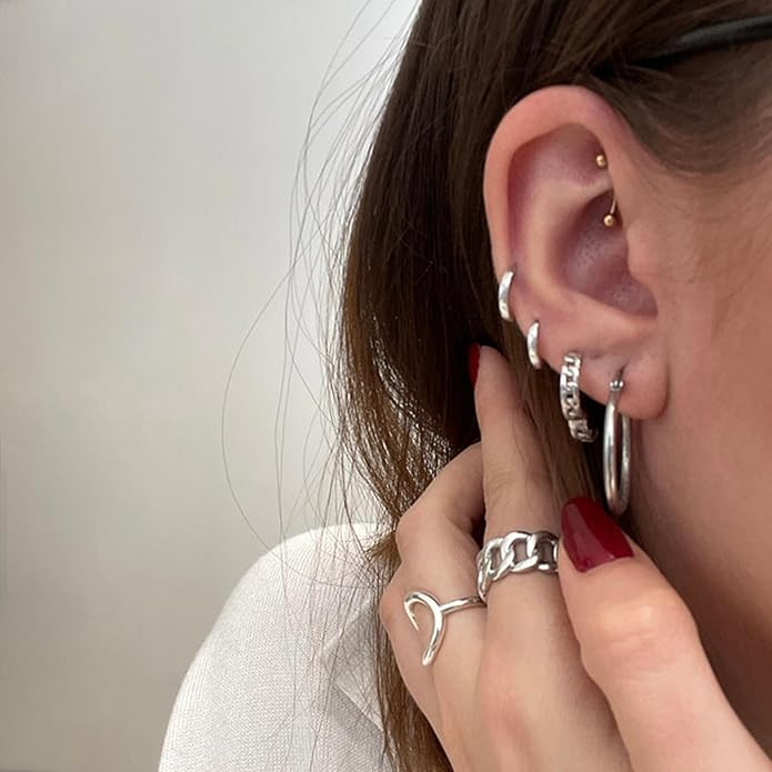 3 Pairs Gold Hoop Earrings Set: Dainty Stud Earrings Trendy Small 14K Gold Plated Hypoallergenic Dangle Cartilage Huggie Hoop Earrings for Women Gold Jewelry for Women Gifts