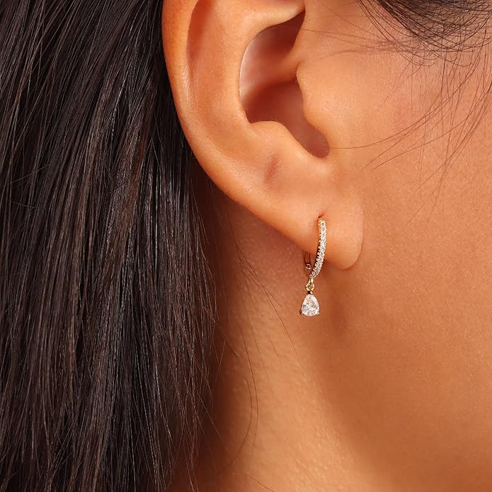 3 Pairs Gold Hoop Earrings Set: Dainty Stud Earrings Trendy Small 14K Gold Plated Hypoallergenic Dangle Cartilage Huggie Hoop Earrings for Women Gold Jewelry for Women Gifts