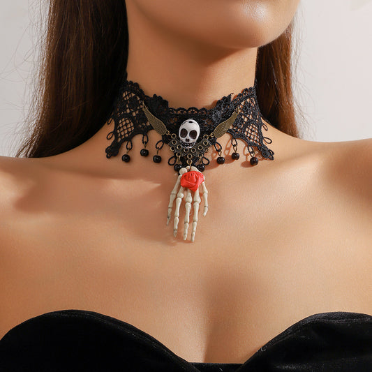 Black Flower Gothic Choker Necklace