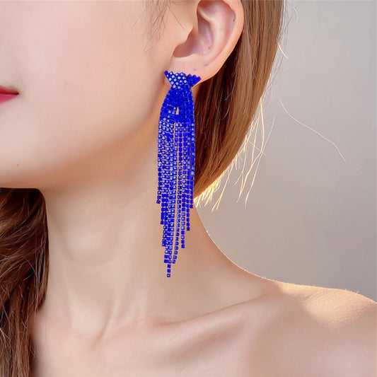Rhinestone Tassel Drop Earrings