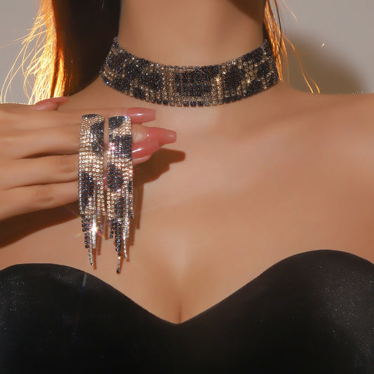 2-Piece Rhinestone Leopard Jewelry Set