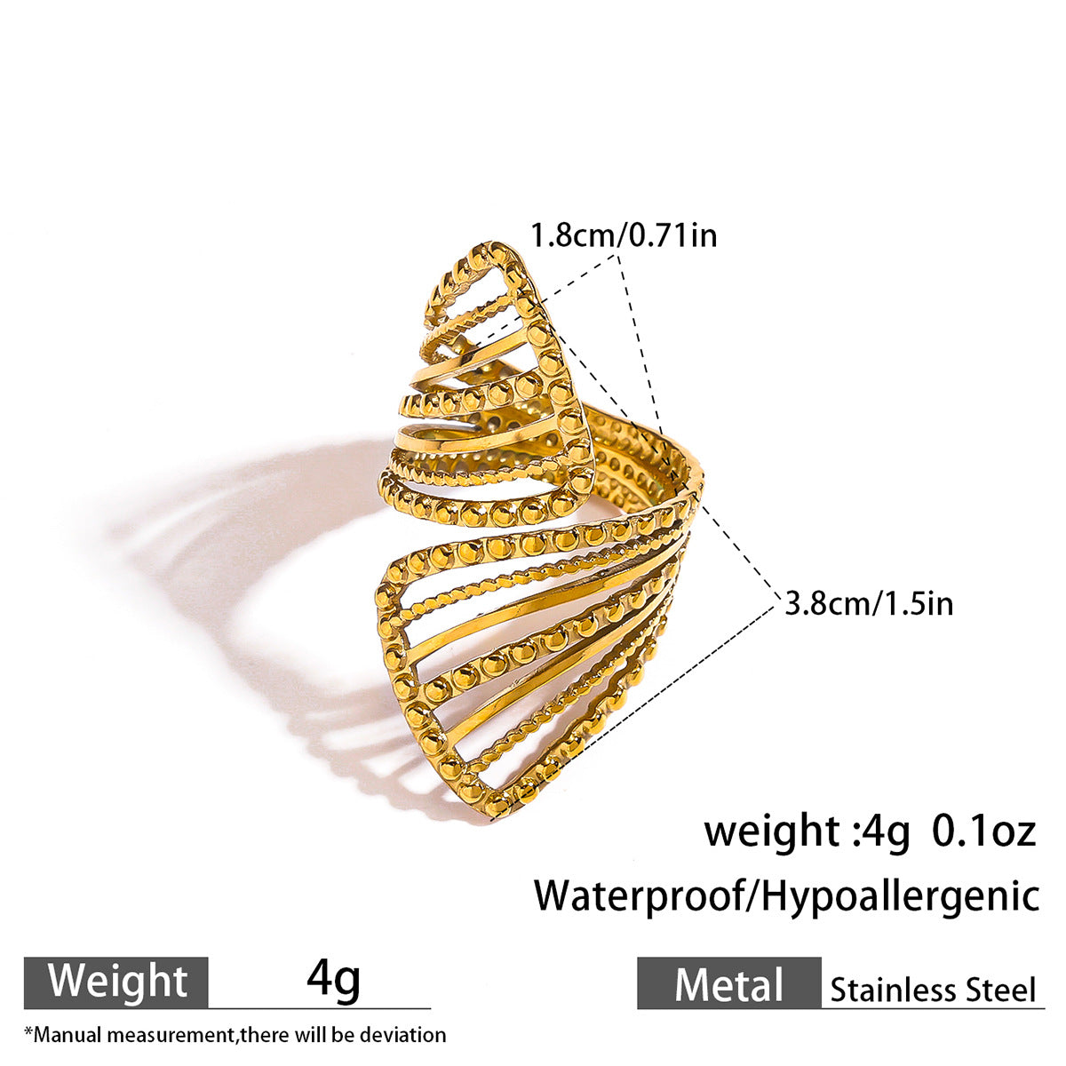 麦芽不锈钢钛钢不掉色戒指ins可调节开口设计指环 欧美手饰品套装