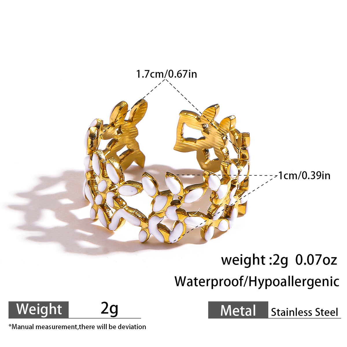 麦芽饰品滴油花瓣叶子戒指开口设计可调节指环食指戒清新甜美手饰