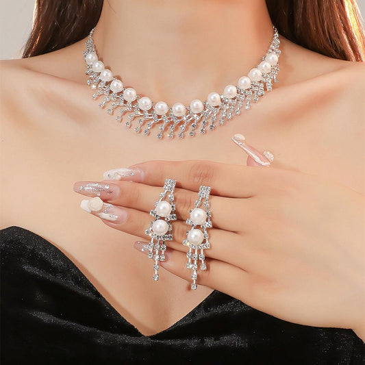 2-Piece Rhinestone Teardrop Jewelry Set