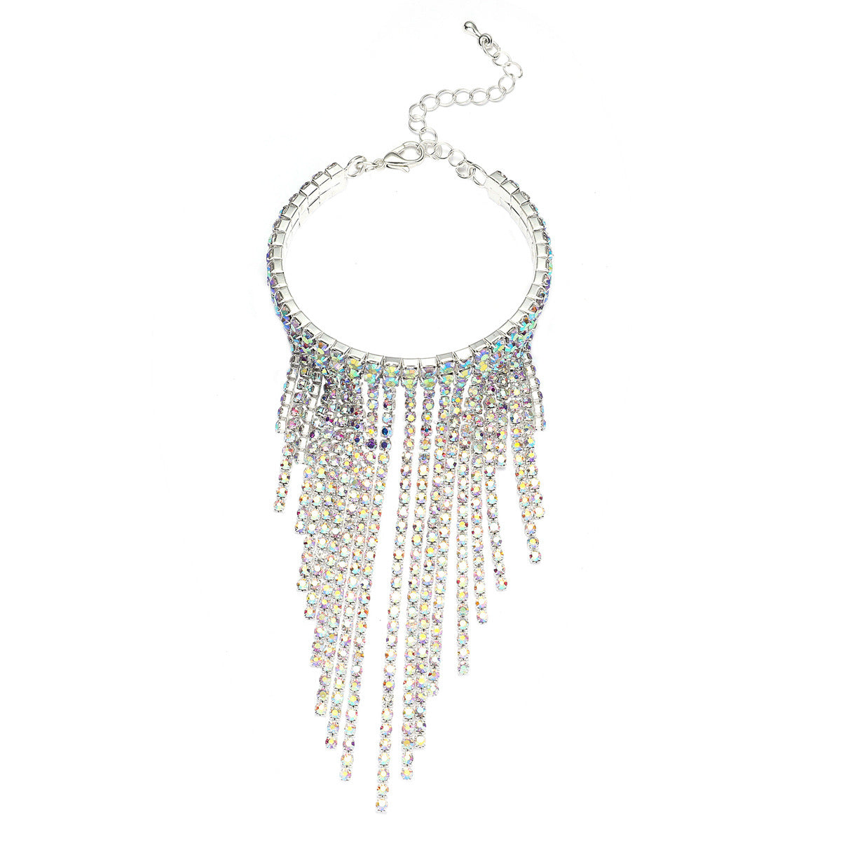 欧美夸张超闪宽边水钻流苏手链女 时尚百搭满钻手镯网红手饰批发