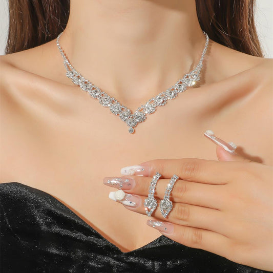 2-Piece CZ Flower Jewelry Set