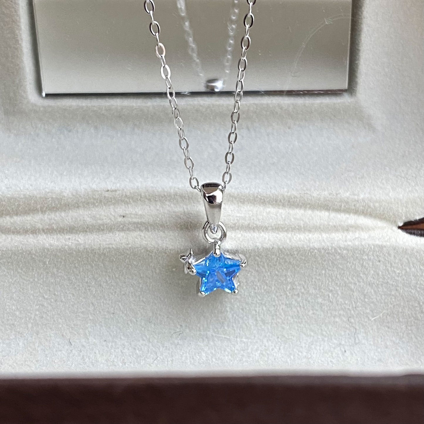 S925 Silver Blue CZ Star Necklace