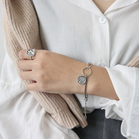 S925 Silver Vintage Coin Bracelet