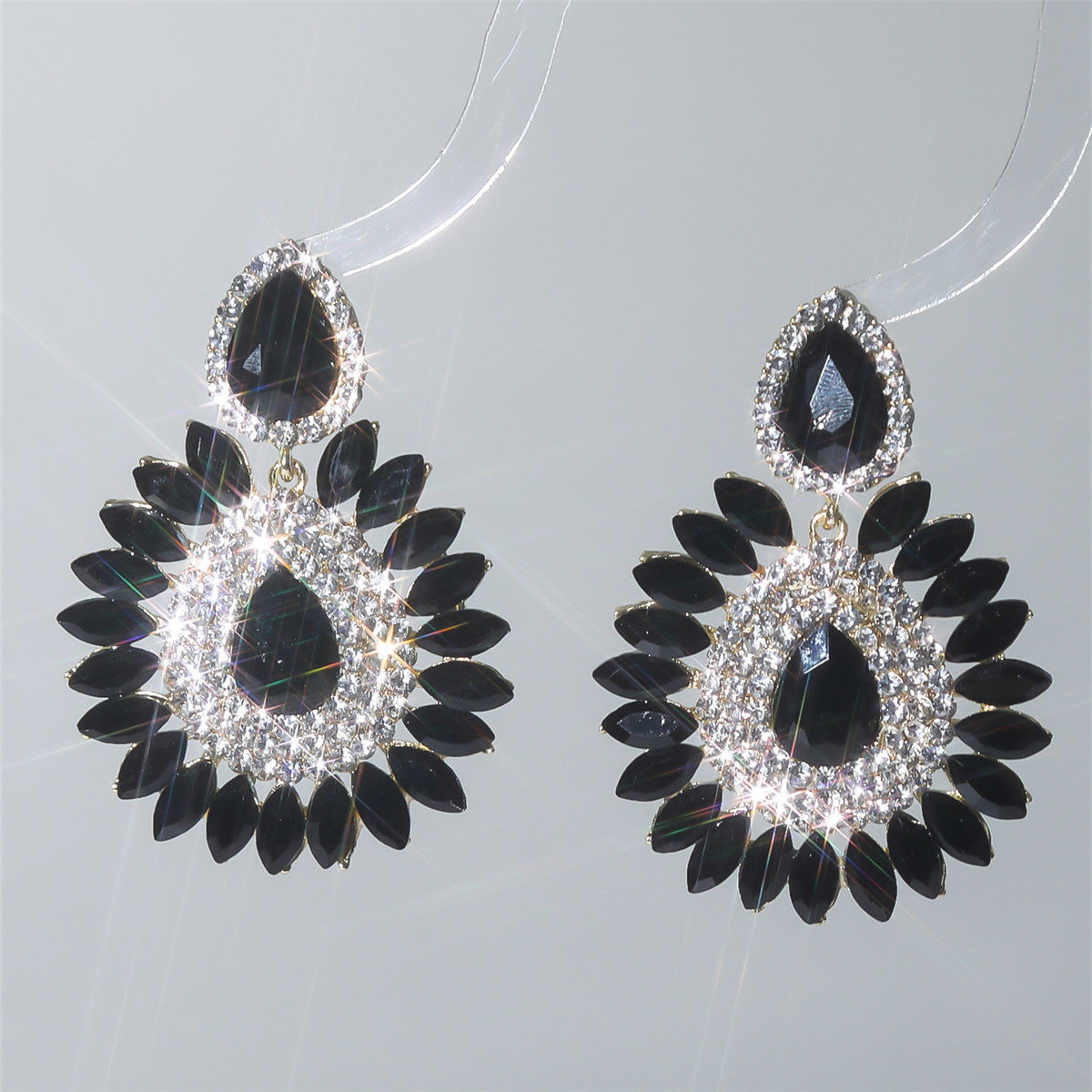 亚马逊货源个性夸张彩色玻璃水钻耳环女 恶魔之眼万圣节耳饰耳环