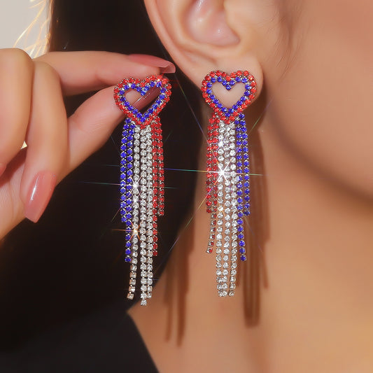 Rhinestone Heart Stud Earrings