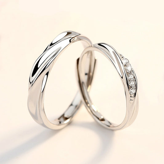 S925 White Gold Couple Ring