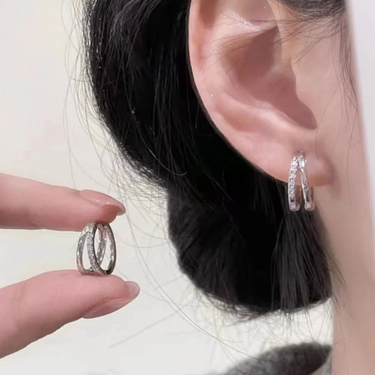 925 Silver CZ Hoop Earrings