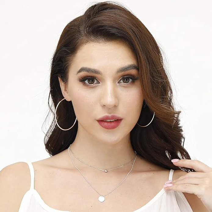 3 Pairs Sterling Silver Hoop Earrings, 14K White Gold Plated Big Hoop Earrings Set for Women 40 50 60MM