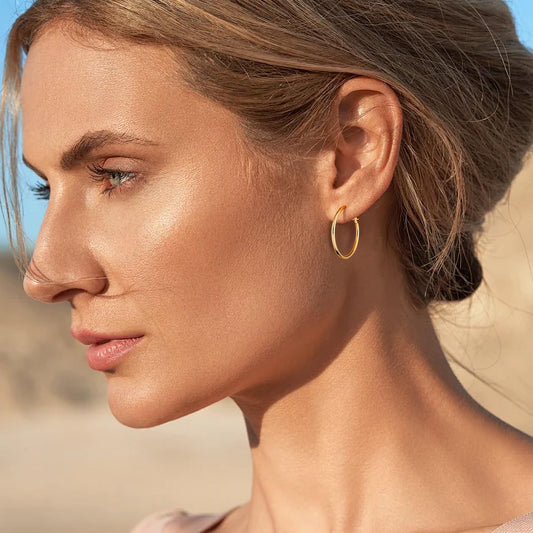 925 Silver Gold Hoop Earrings