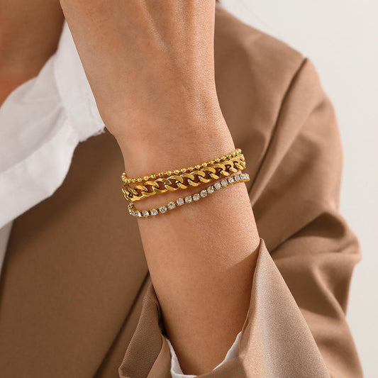 Triple CZ Stainless Steel Bracelet