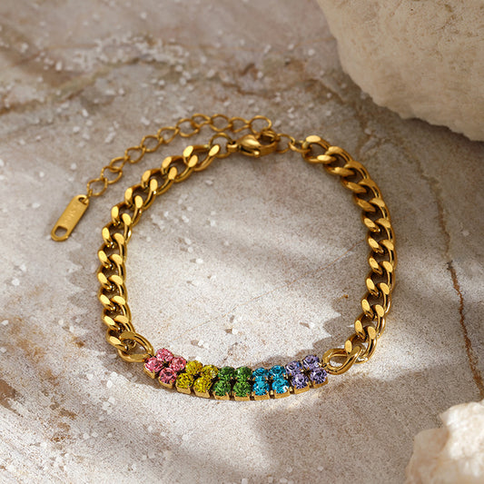 Colorful Zirconia Stainless Steel Bracelet