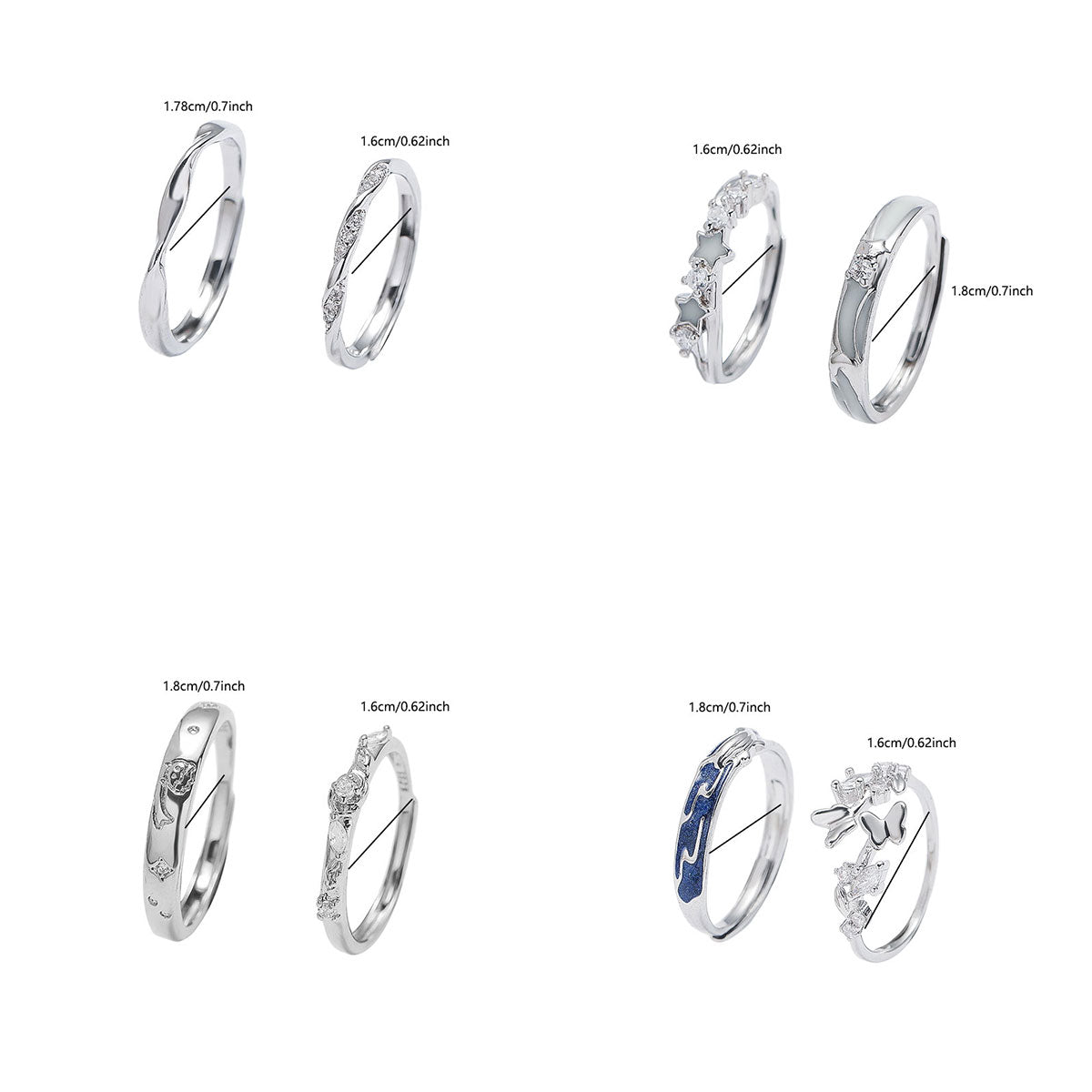White Gold Adjustable Couple Ring