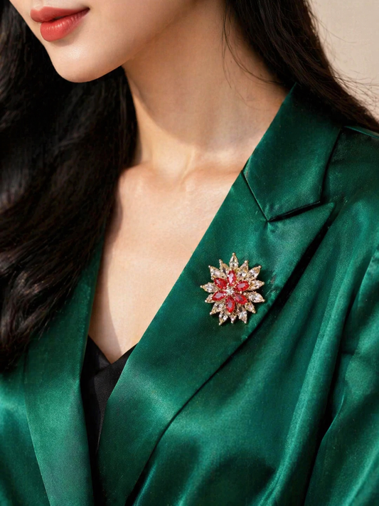 Crystal Flower Brooch