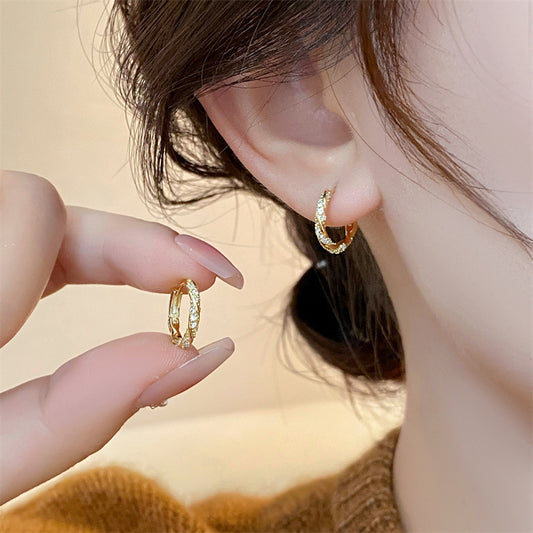 Gold CZ Hoop Earrings