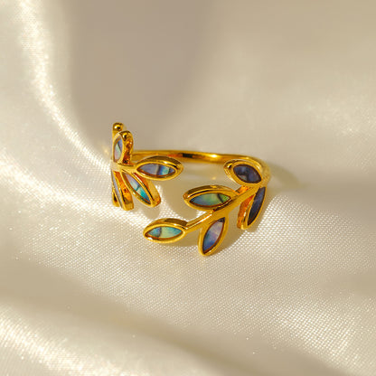 Titanium Steel Leaf Open Ring