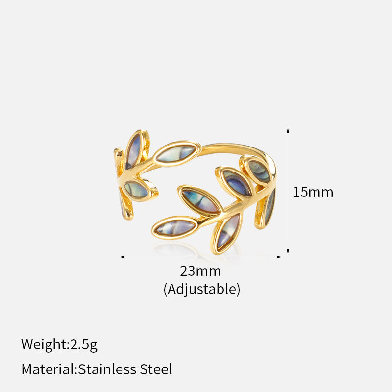 Titanium Steel Leaf Open Ring