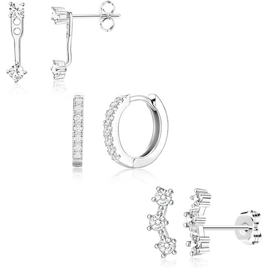 3-Pair Hoop Earrings Set