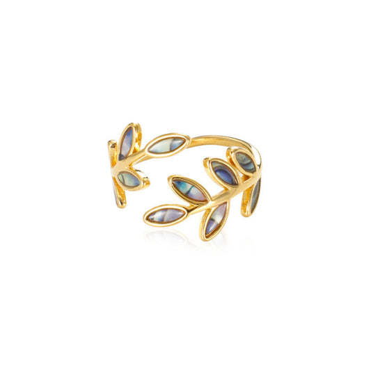Titanium Steel Leaf Open Ring